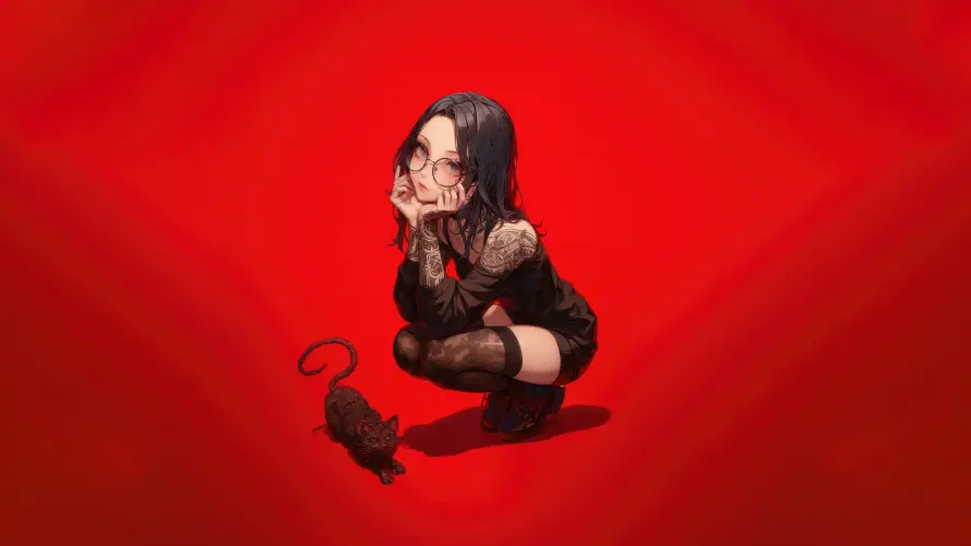 8k动漫壁纸-美女 - 黑猫-动漫壁纸「哲风壁纸」