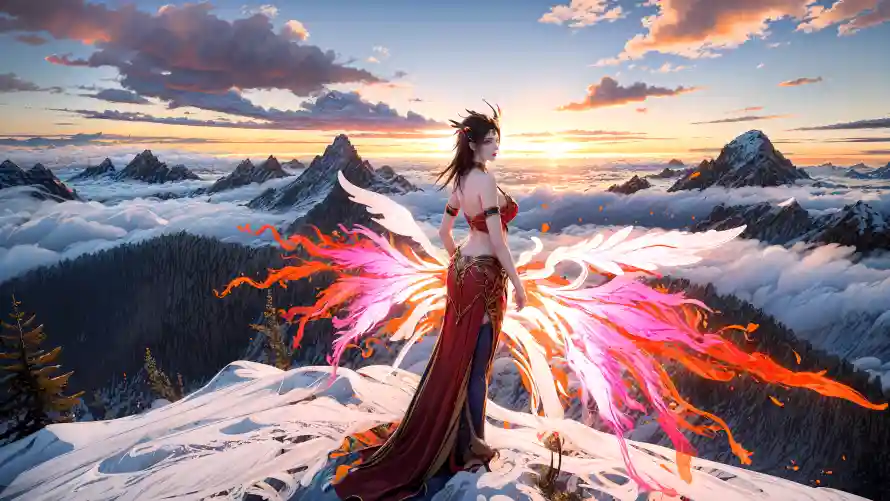 4k美杜莎壁纸-云海风景 - 斗破苍穹-火焰羽翼「哲风壁纸」