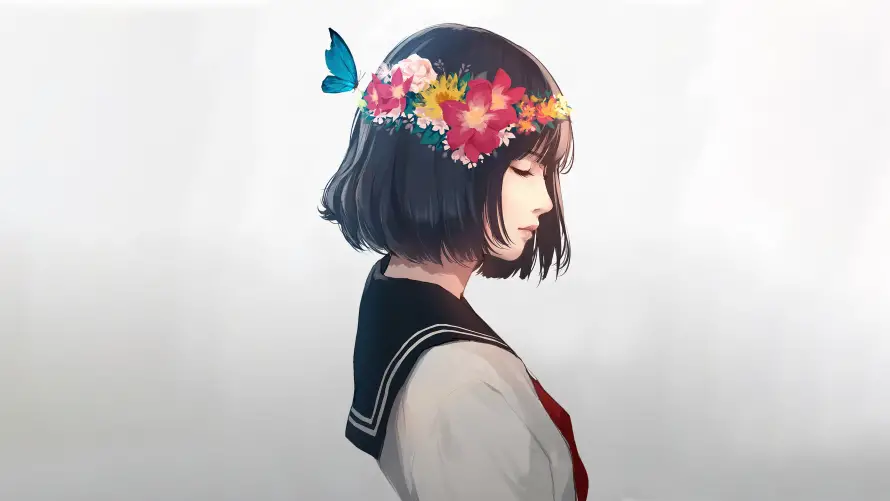 4k动漫壁纸-jk - 少女-花环「哲风壁纸」