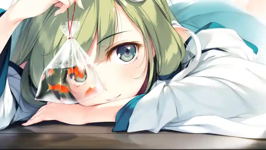 4k动漫壁纸-少女 - 金鱼-二次元「哲风壁纸」