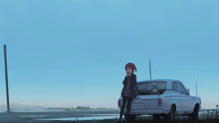 4k动漫壁纸-少女 - 汽车-背景「哲风壁纸」
