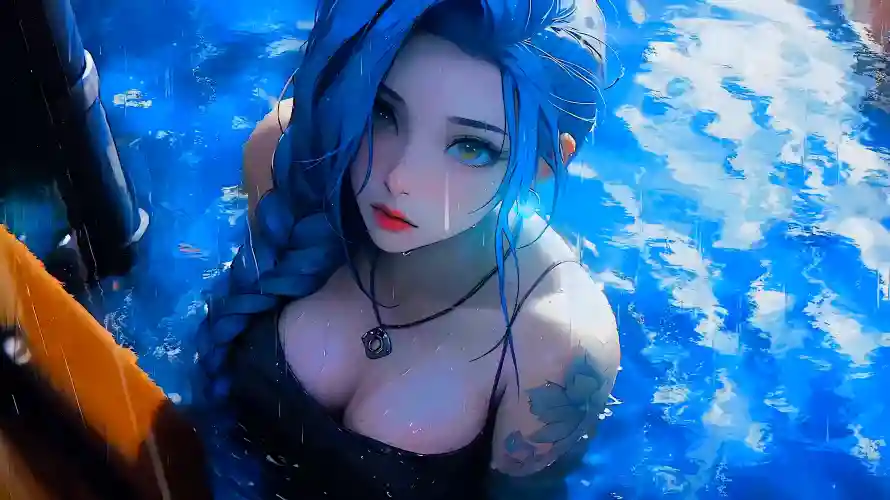 3k壁纸引擎壁纸-水中仙子 - 水中场景-蓝发少女「哲风壁纸」