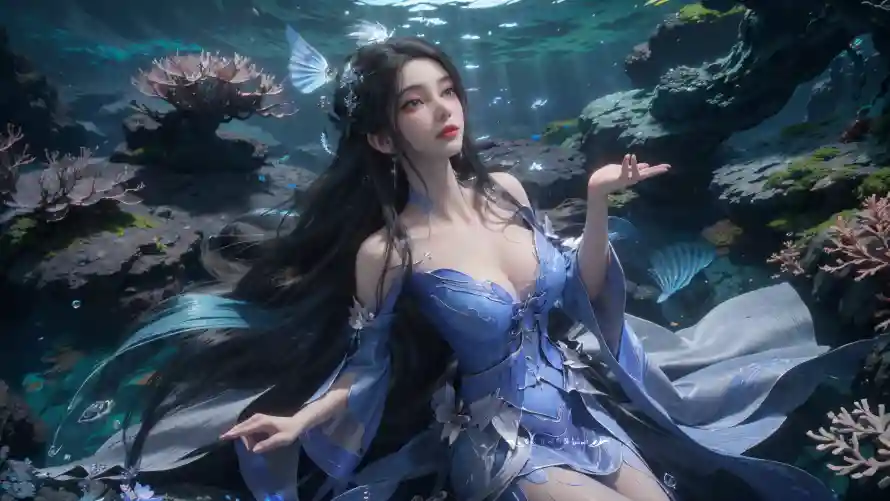 4k古装美人壁纸-壁纸引擎 - 水下场景-水中仙子「哲风壁纸」