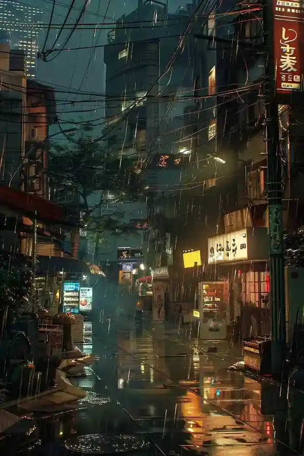 4k城市壁纸 - 雨 - 夜景 - 街巷「哲风壁纸」