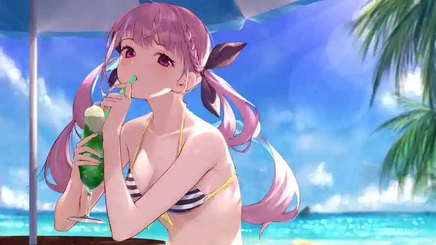4k动漫壁纸-夏日 - 少女-泳装「哲风壁纸」