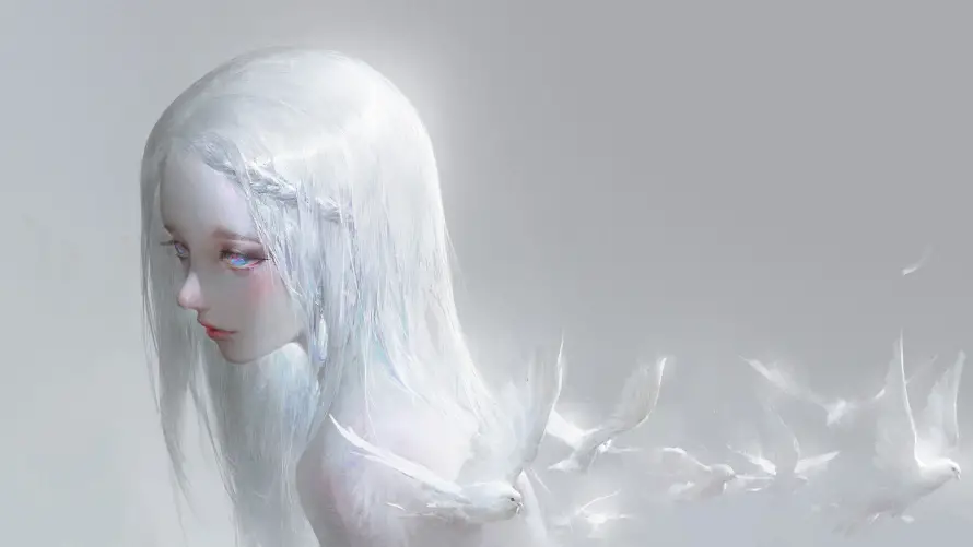 4k动漫壁纸-少女 - 梦幻-银发「哲风壁纸」