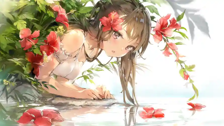 4k动漫壁纸-少女 - 水景-背景「哲风壁纸」