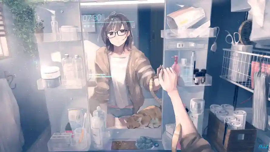 4k动漫壁纸-少女 - 镜子-动漫壁纸「哲风壁纸」