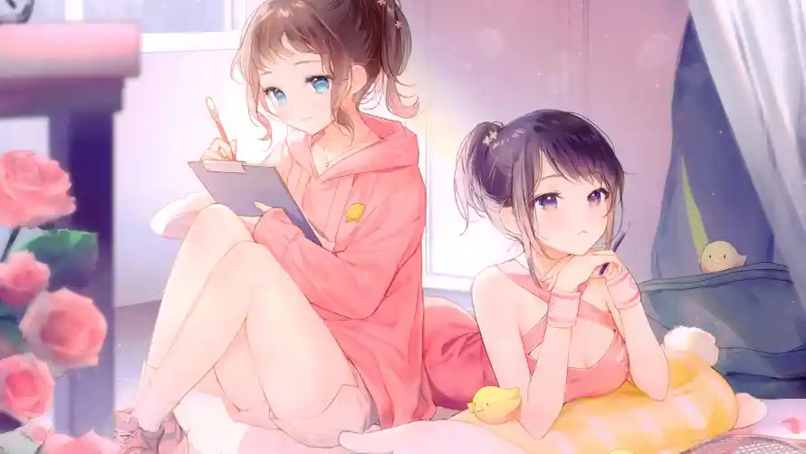 4k动漫壁纸-少女 - 双少女-可爱风「哲风壁纸」