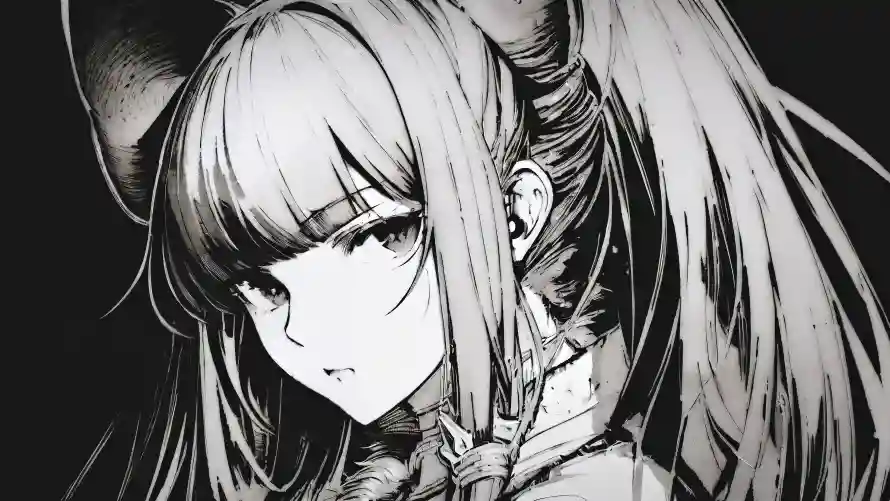 4k动漫壁纸-少女 - 二次元-黑白风「哲风壁纸」
