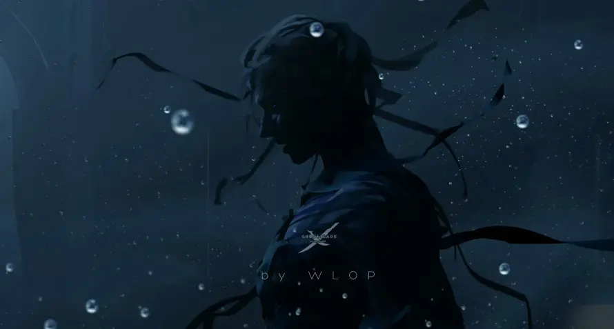 2k雨夜壁纸-鬼刀 - WLOP-暗黑风格「哲风壁纸」