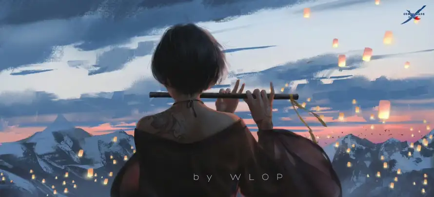 2k吹奏壁纸-场景 - 小绿-背影「哲风壁纸」