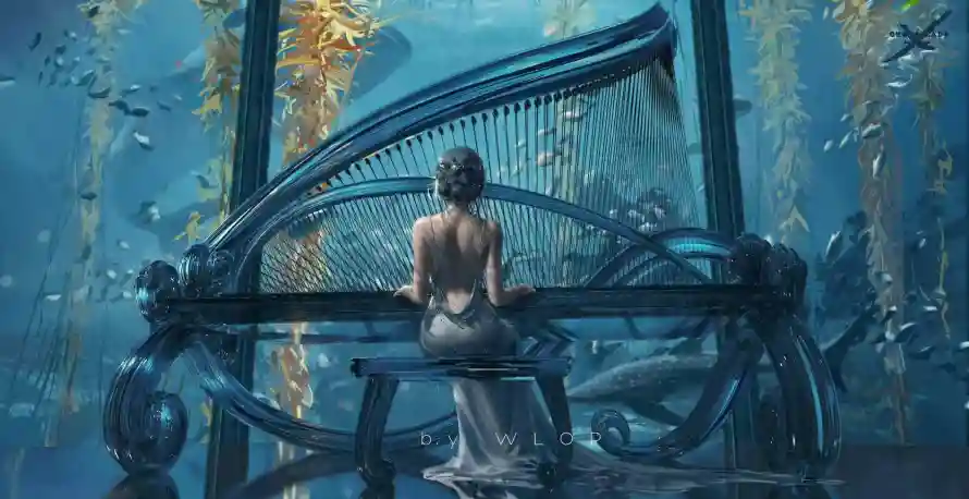 2k插画壁纸-艺术 - 钢琴-鬼刀「哲风壁纸」