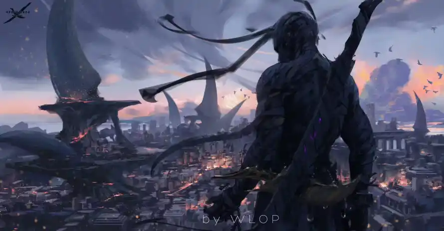 2k鬼刀壁纸-WLOP - 奇幻背景-幻想场景「哲风壁纸」