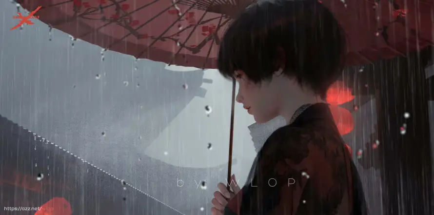 2k小绿壁纸-意境 - 雨中-鬼刀「哲风壁纸」