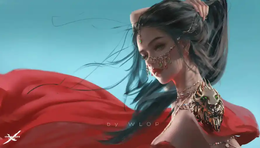 2k插画壁纸-风曳 - 鬼刀-WLOP「哲风壁纸」