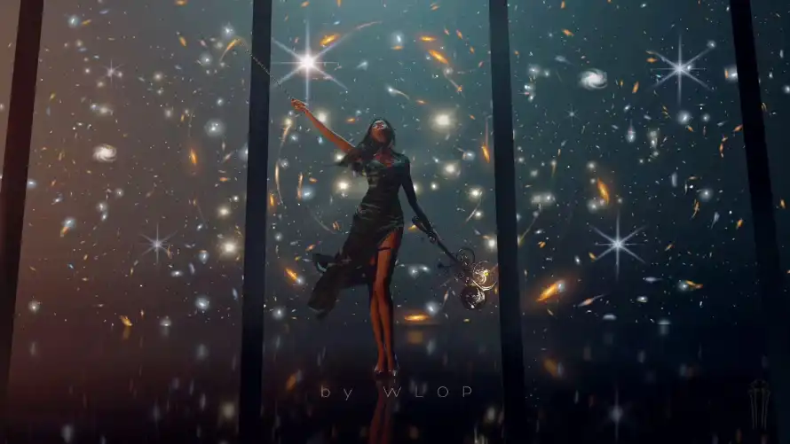 2k云虫壁纸-月牙儿 - WLOP-奇幻场景「哲风壁纸」