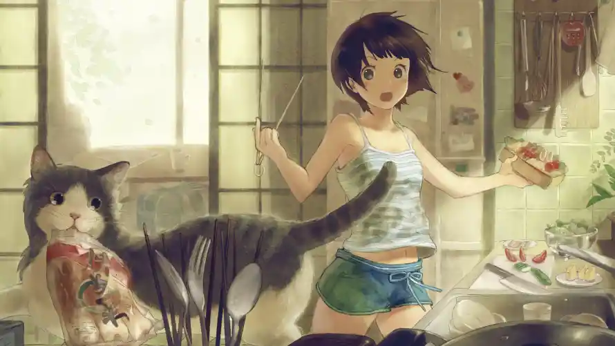 4k动漫壁纸-猫 - 可爱-少女「哲风壁纸」