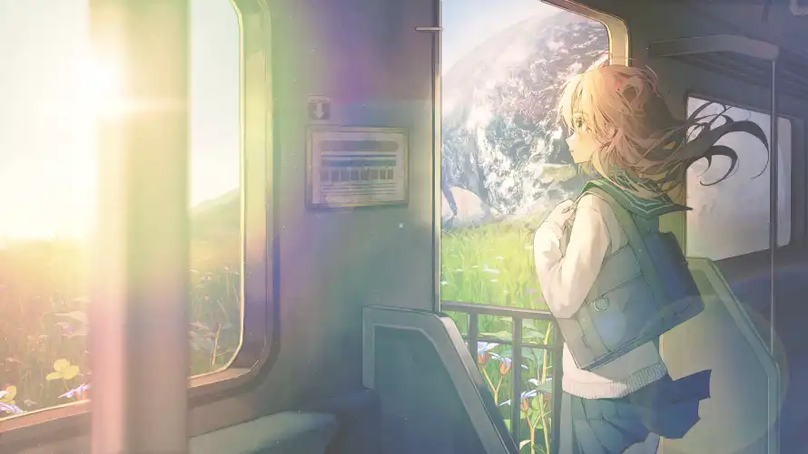 5k动漫壁纸-少女 - 背影-阳光「哲风壁纸」
