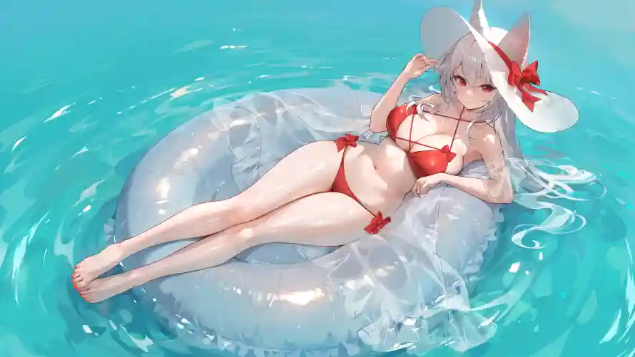 7k动漫壁纸-泳池 - 漂浮-美女「哲风壁纸」
