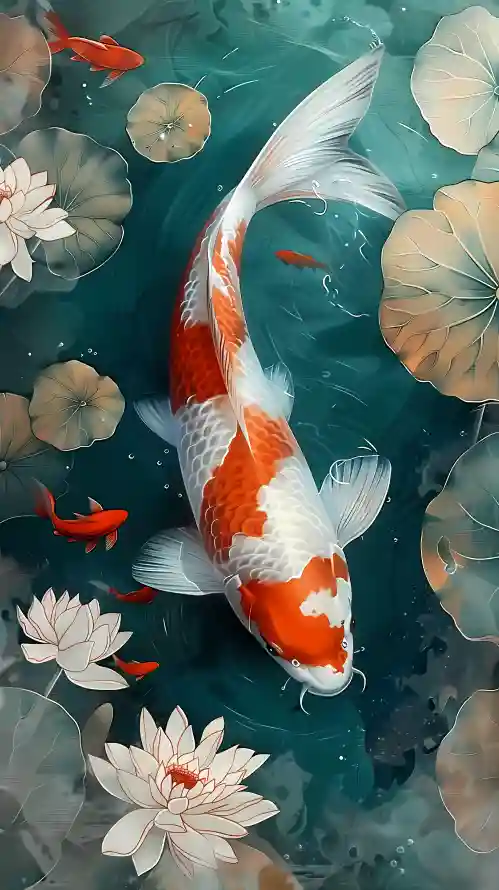 4k锦鲤壁纸 - 手机壁纸 - 手机背景 - 水中锦鲤「哲风壁纸」