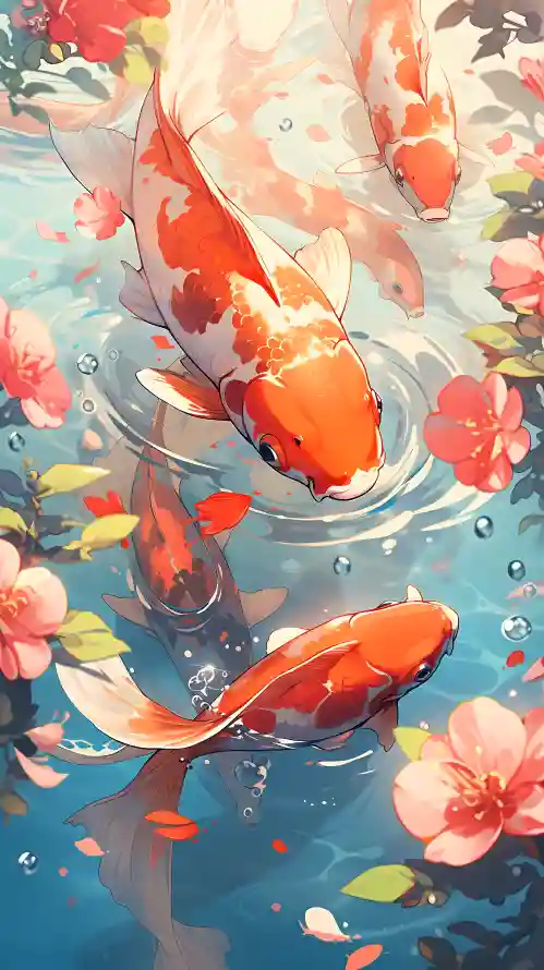 4k锦鲤壁纸 - 手机壁纸 - 手机背景 - 水中锦鲤「哲风壁纸」