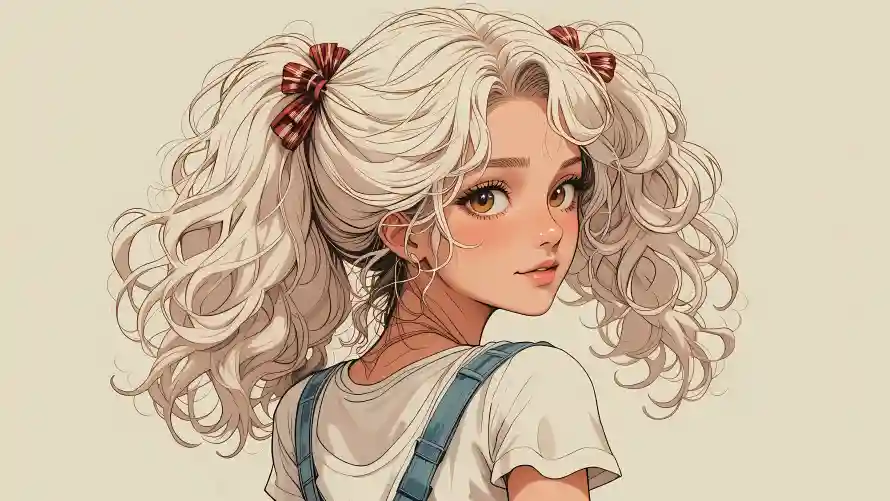 4k动漫壁纸-卷发 - 少女-双马尾「哲风壁纸」