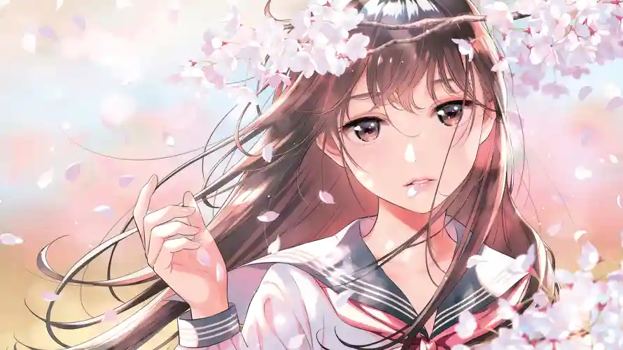 4k动漫壁纸-少女 - 樱花-浪漫「哲风壁纸」