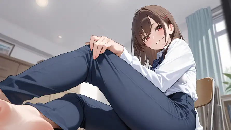 5k制服壁纸-坐姿 - 美女-唯美风「哲风壁纸」