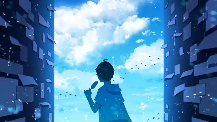 4k蓝天壁纸-人物背影 - 动漫人物-动漫场景「哲风壁纸」