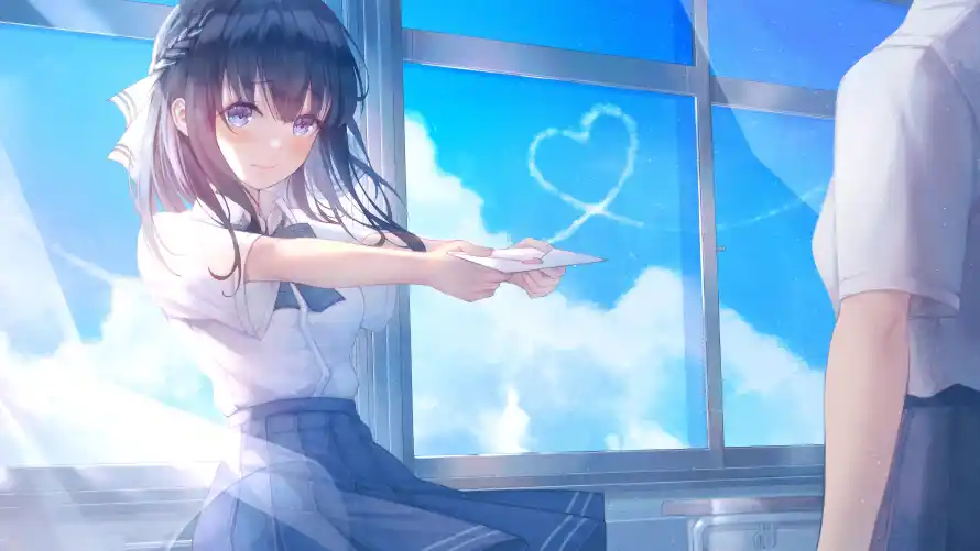 5k动漫壁纸-少女 - 比心-窗边「哲风壁纸」