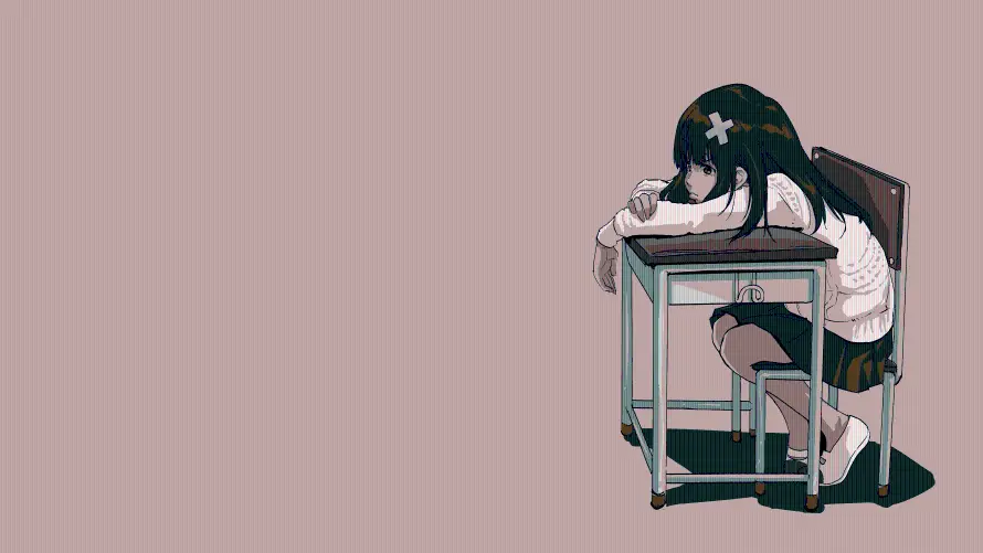12k动漫壁纸-少女 - 课桌-趴姿「哲风壁纸」