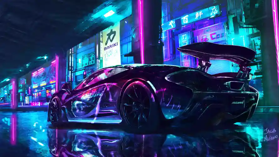 4k动漫壁纸-车 - 夜景-炫酷「哲风壁纸」