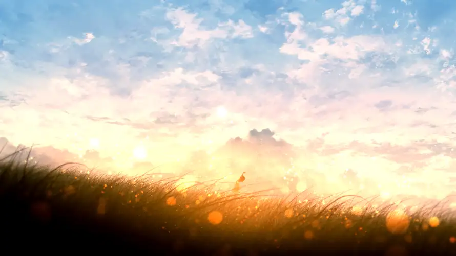 4k动漫壁纸-夕阳 - 奇幻-草地「哲风壁纸」