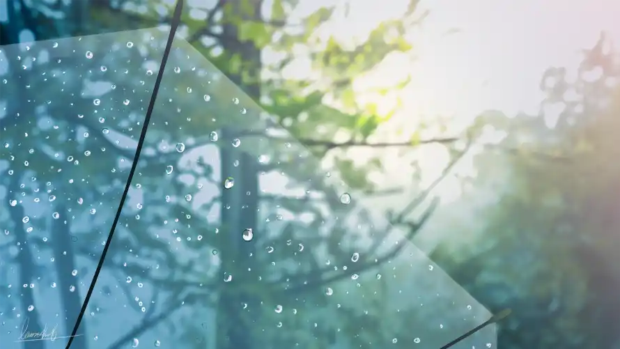 4k动漫壁纸-雨伞 - 雨滴-动漫壁纸「哲风壁纸」