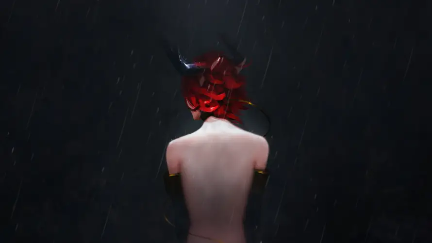 8k动漫壁纸-背影 - 雨夜-暗黑风「哲风壁纸」