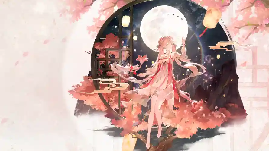 4k动漫壁纸-国风 - 月夜-樱花「哲风壁纸」