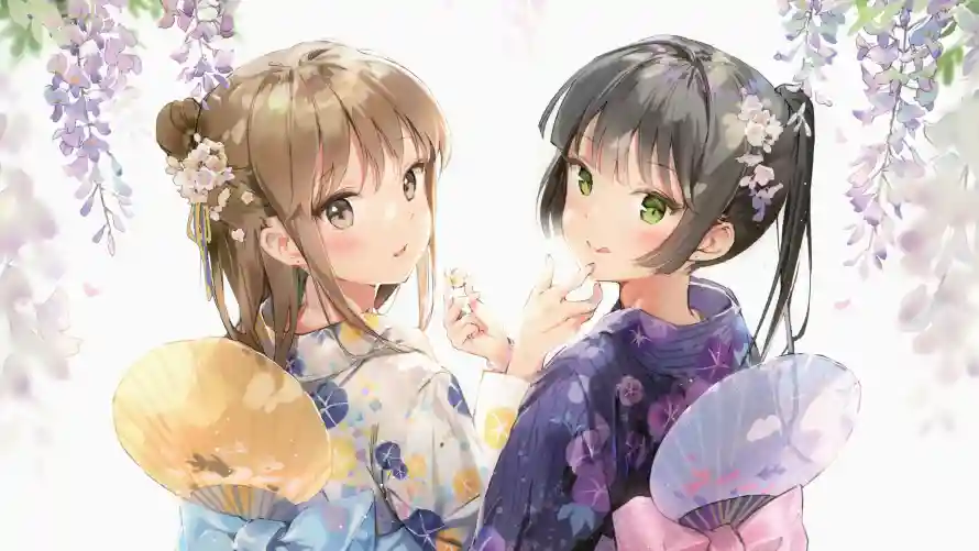 5k动漫壁纸-和服 - 少女-背景「哲风壁纸」