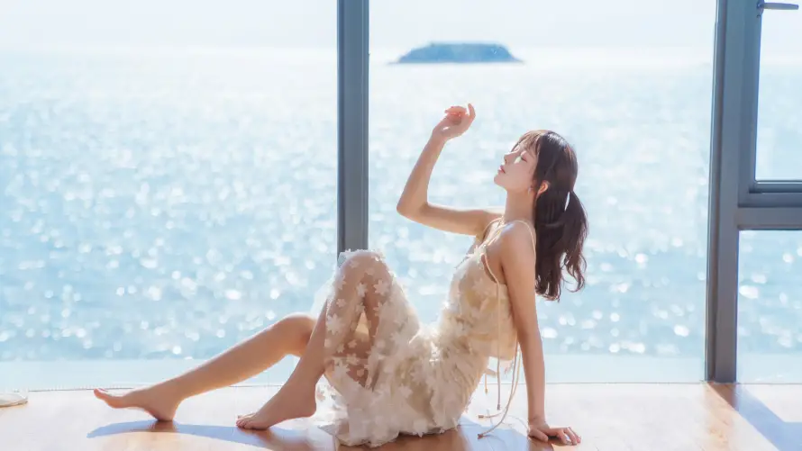 8k人像壁纸-休闲 - 海景-窗边「哲风壁纸」