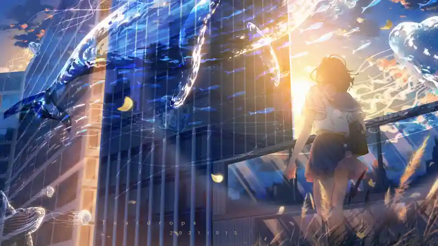 4k动漫壁纸-奇幻 - 动漫壁纸-少女背影「哲风壁纸」