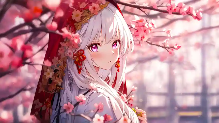11k古风壁纸-少女 - 樱花-AI壁纸「哲风壁纸」