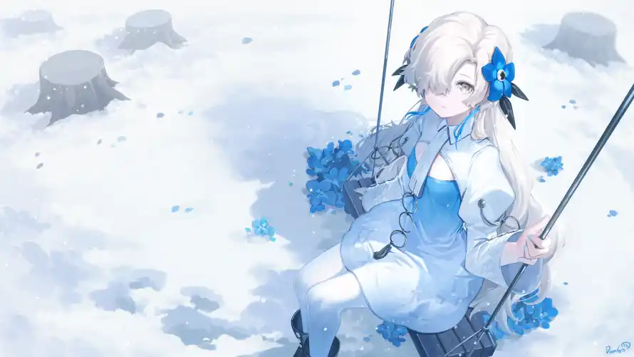 4k动漫壁纸-少女 - 雪景-冰雪背景「哲风壁纸」