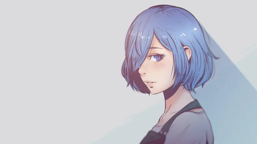 4k人物壁纸-动漫 - 少女-蓝发「哲风壁纸」