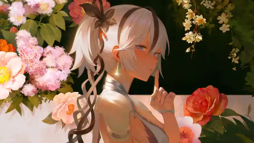 7k动漫壁纸-少女 - 花卉-动漫壁纸「哲风壁纸」