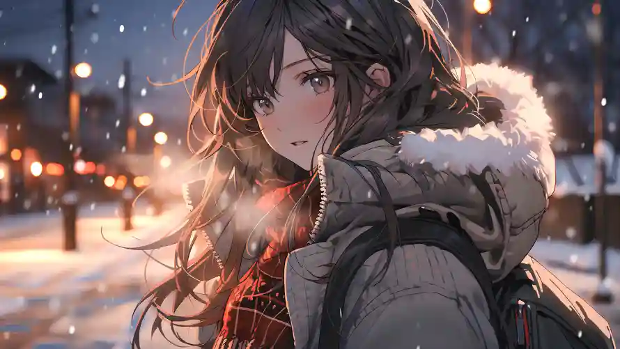 8kAI壁纸-少女 - 雪景-AI少女「哲风壁纸」