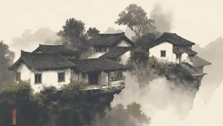 6kAI壁纸-意境 - 房子-中式山水「哲风壁纸」