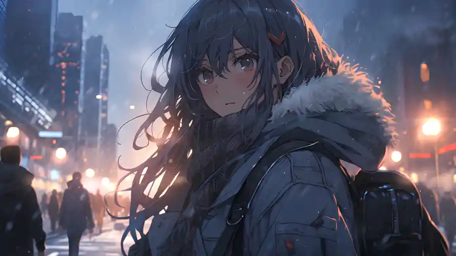 8kAI壁纸-少女 - 街头-AI少女「哲风壁纸」