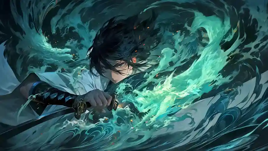 5kAI壁纸-少年 - AI少年-奇幻水波「哲风壁纸」