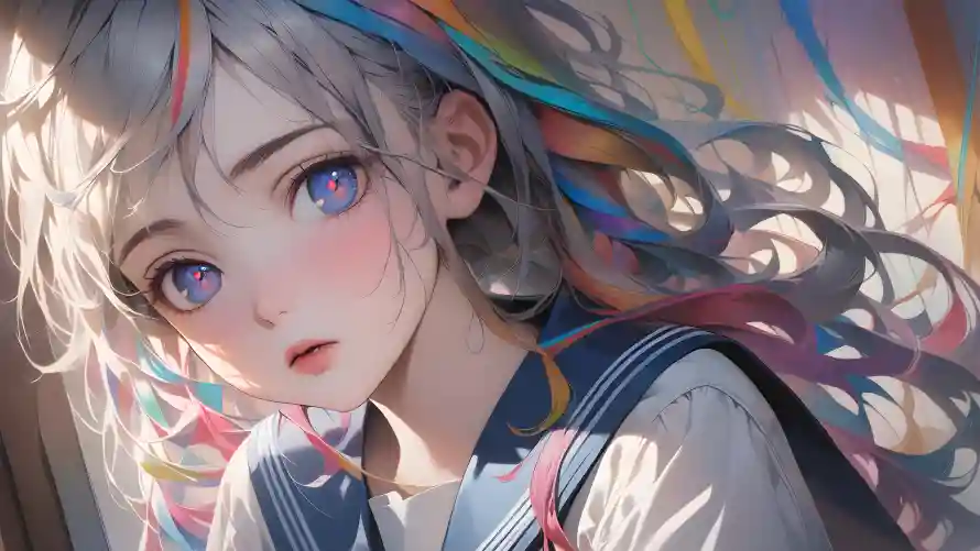 5kAI壁纸-少女 - AI少女-彩色发丝「哲风壁纸」