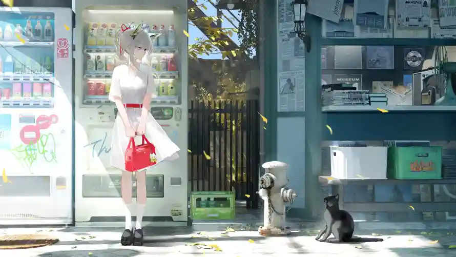 6k动漫壁纸-猫咪 - 街头-角色「哲风壁纸」